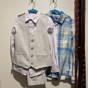 Stylish Kids Plaid and Vest Shirt Set